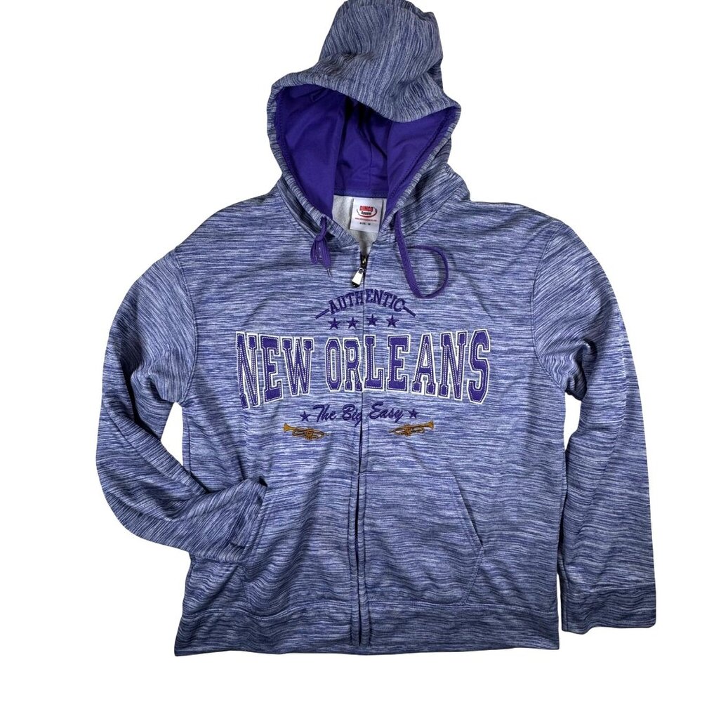 Authentic New Orleans The Big Easy Blue Zip-Up Hoodie Medium By Dimco Apparel